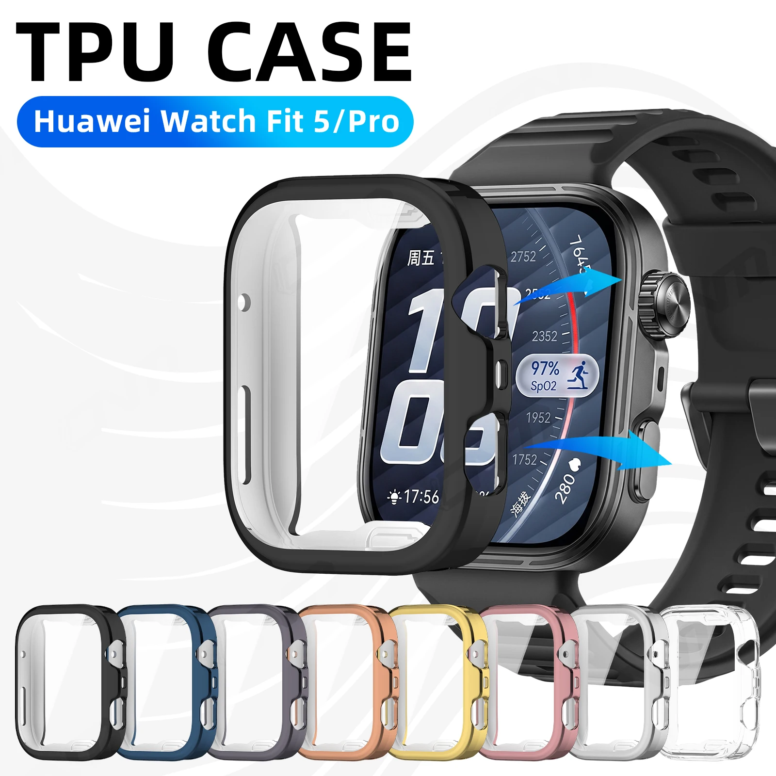 Screen Protector Case for Huawei Watch Fit 5/5 Pro Soft TPU Face Cover All-Around Protective Bumper for Huawei Fit5 Accessories
