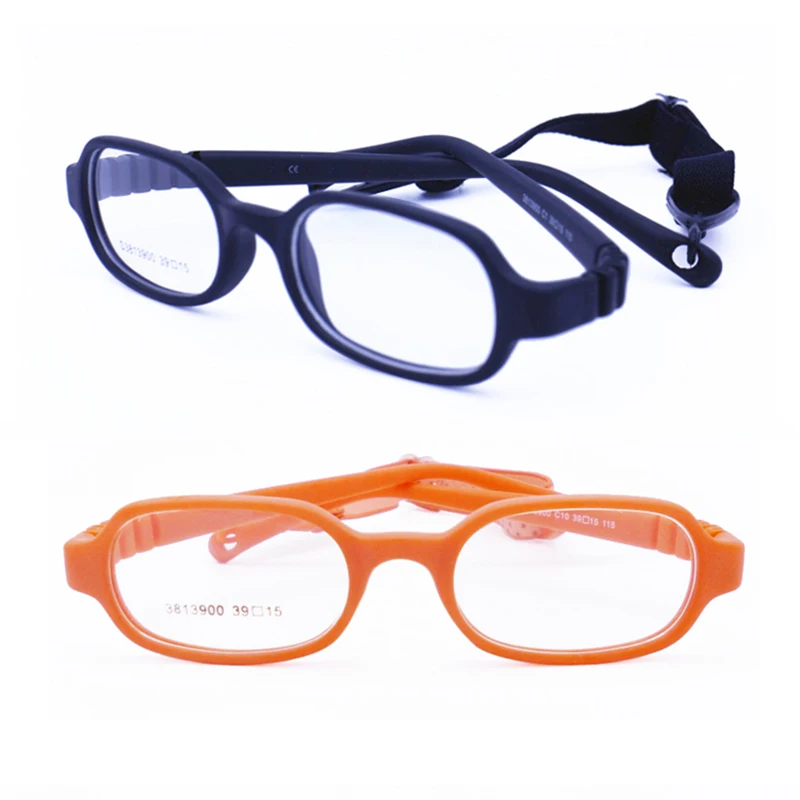 Retail Sales Small Size Rectangle Environmental Bendable Safety Spectacle Frames with Elastic Cord for Little Kids 38139