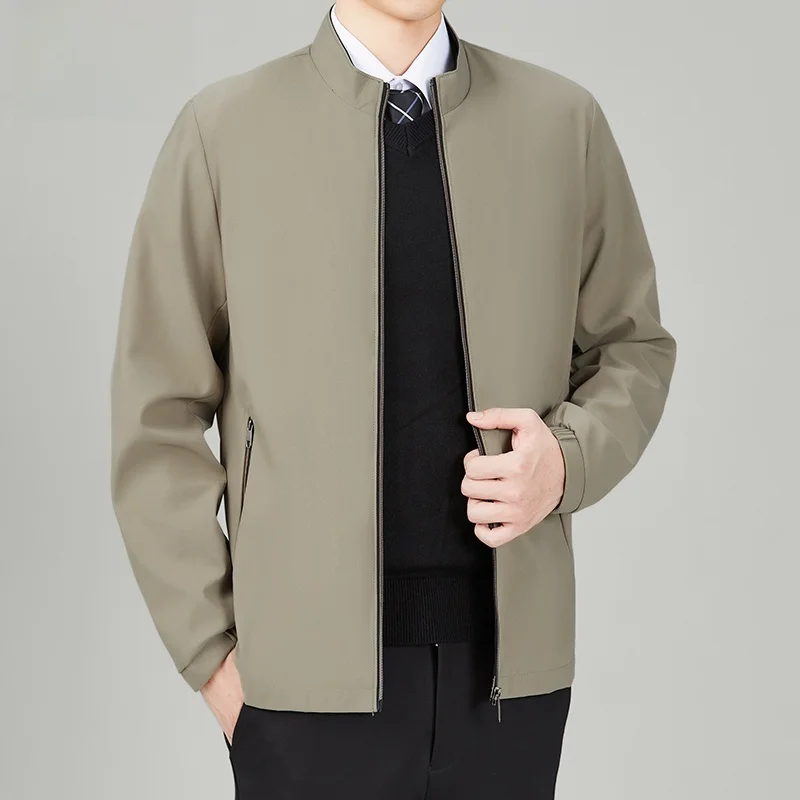

Yu Zhaolin Men's Double-Sided Wear Busin Casual Jaet Loose Fit Windproof Stand Collar Polyester Long Sve Zipper Closure