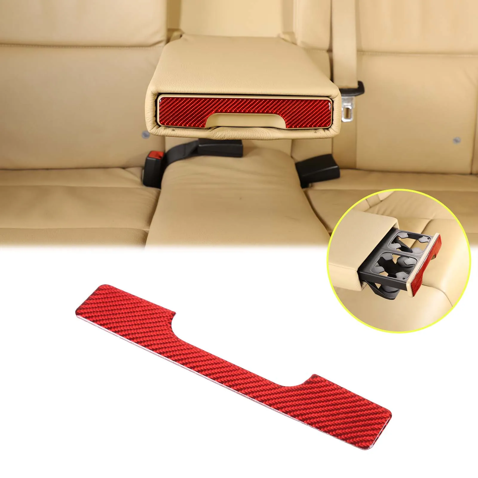 For  BMW 3 Series E90 E92 2005-2012 rear hidden cup holder switch sticker Interior sticker Auto parts True carbon fiber (soft) view 3