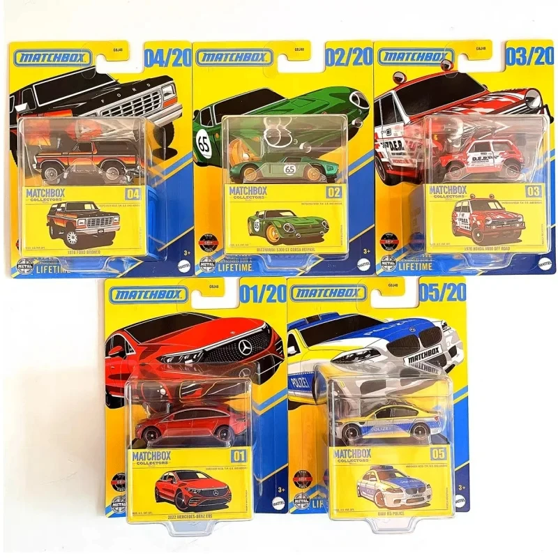 

Новые коллекционные коллекторы спичечных коробок # 01-05 Honda N600 Off Road Benz Eqs Ford Bronco Bmw M5 Police 1/64 литая под давлением модель автомобиля игрушка Gbj48 подарок