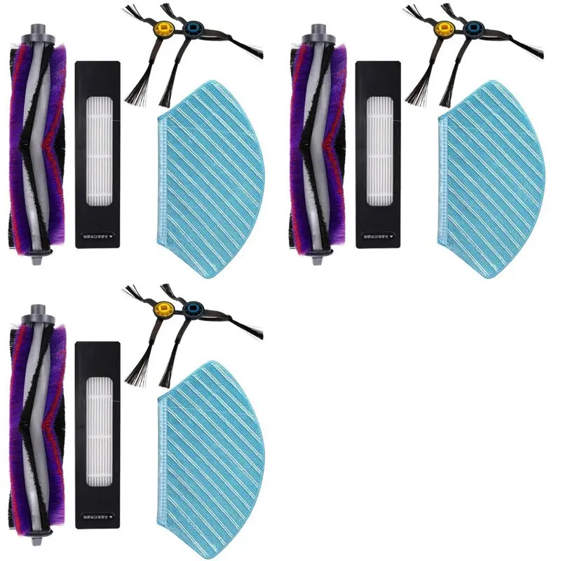 A98E-3 Set For Midea Midea M7 M7 Pro Robot Vacuum Cleaner Replacement Brush HEPA Filter Mop Cloth Spare Parts