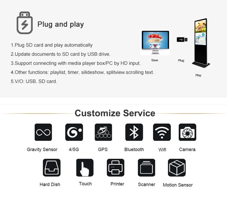 أفضل بيع عالية الوضوح لوحة التسويق الرقمية الطابق الدائمة داخلي LCD عرض الإعلانات العمودية مشغل فيديو