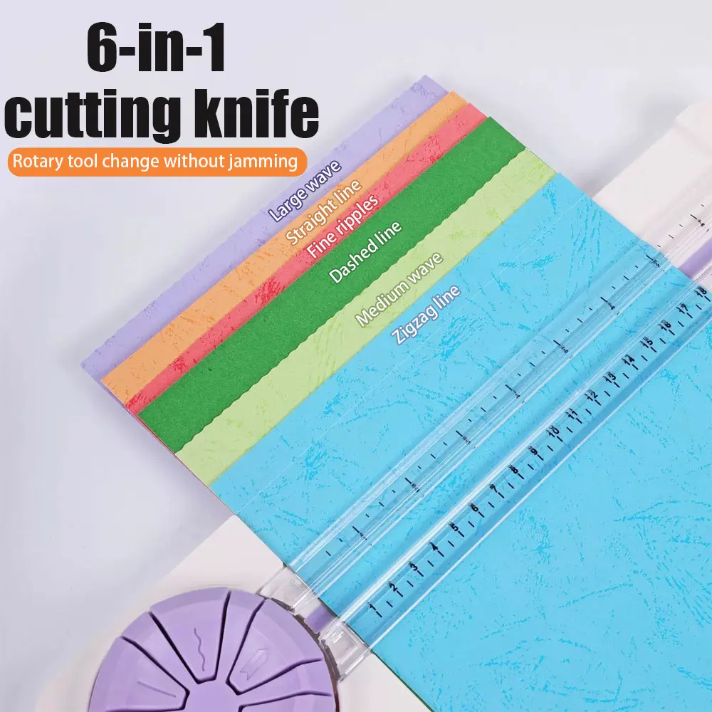 6-in-1 Rotating Blade Paper Cutter, Multi-Functional Handmade Paper Cutter, Handmade Wavy Paper Cutter.