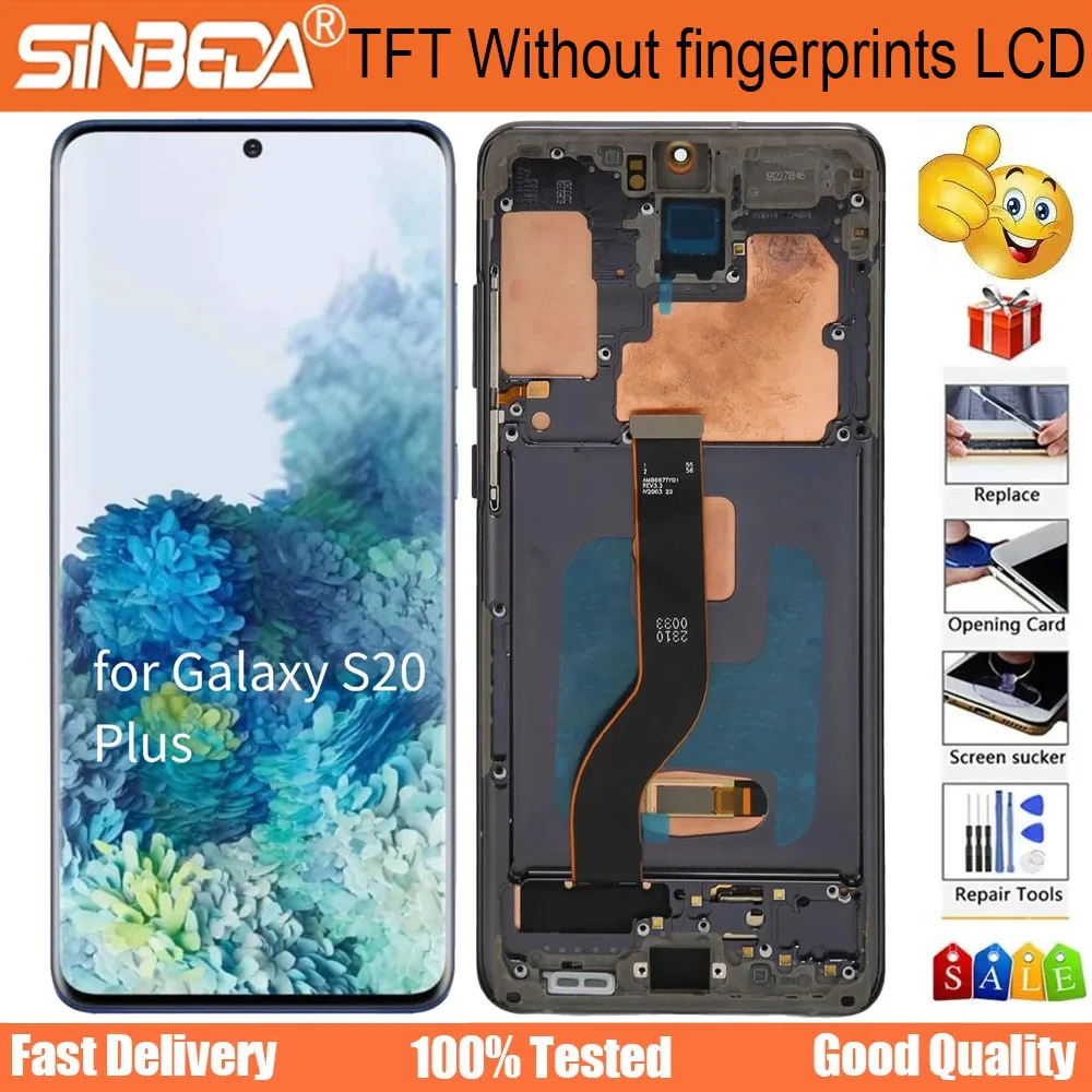 2024 NEW For Samsung Galaxy S20 Plus TFT Display With Frame Touch Screen Digitizer For Samsung S20+ LCD SM-G985 No fingerprints