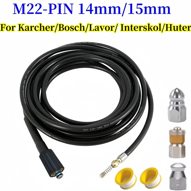 

Sewer Drainage Cleaning Hose, High-Pressure Hose Sewer Kit, Sewer Cleaning Nozzle, For Karcher Interskol Huter Bosch Lavor