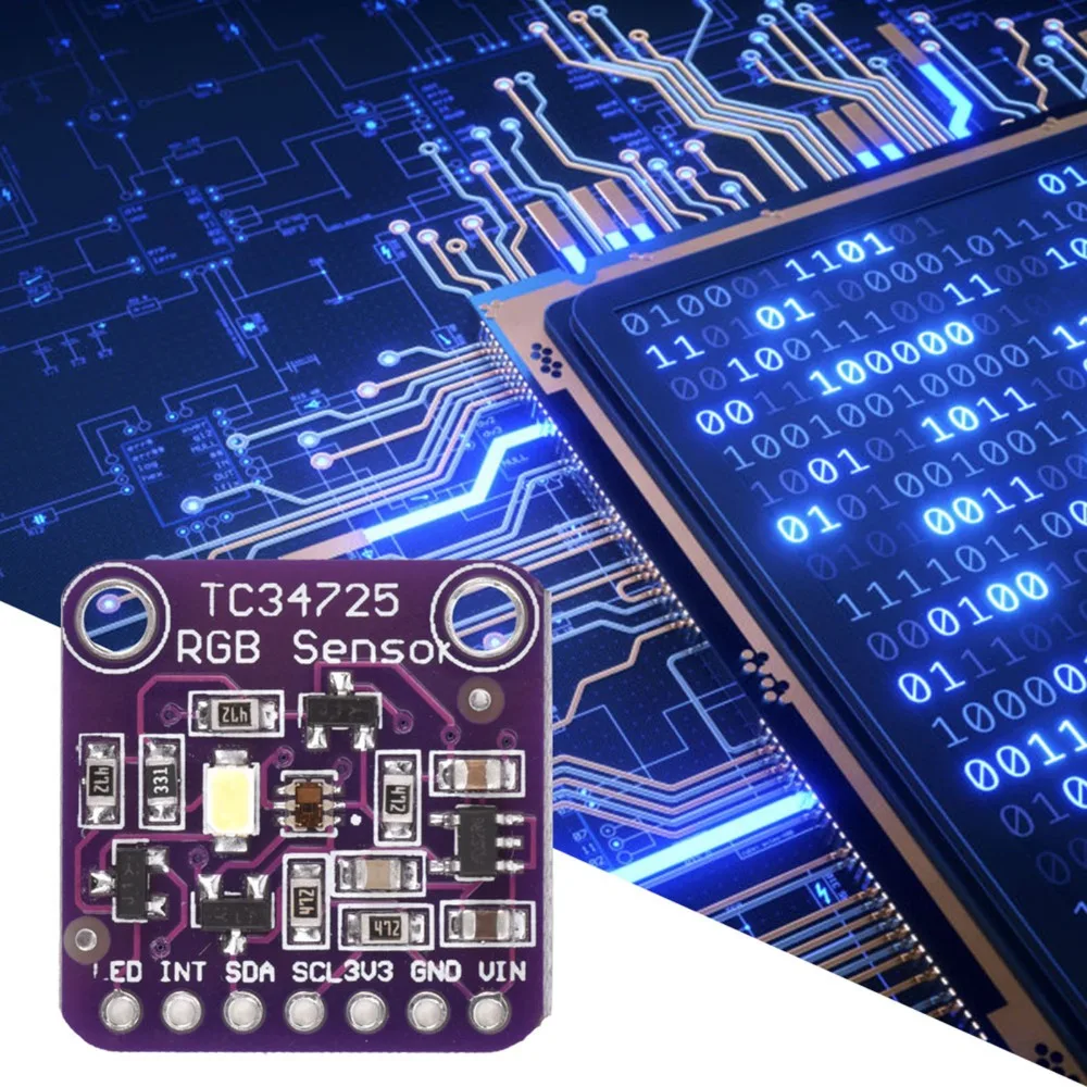 

CJMCU34725 TCS34725 Датчик цвета света RGB IIC с ИК-фильтром и белым светодиодным датчиком цвета RGB Прецизионный модуль распознавания цвета