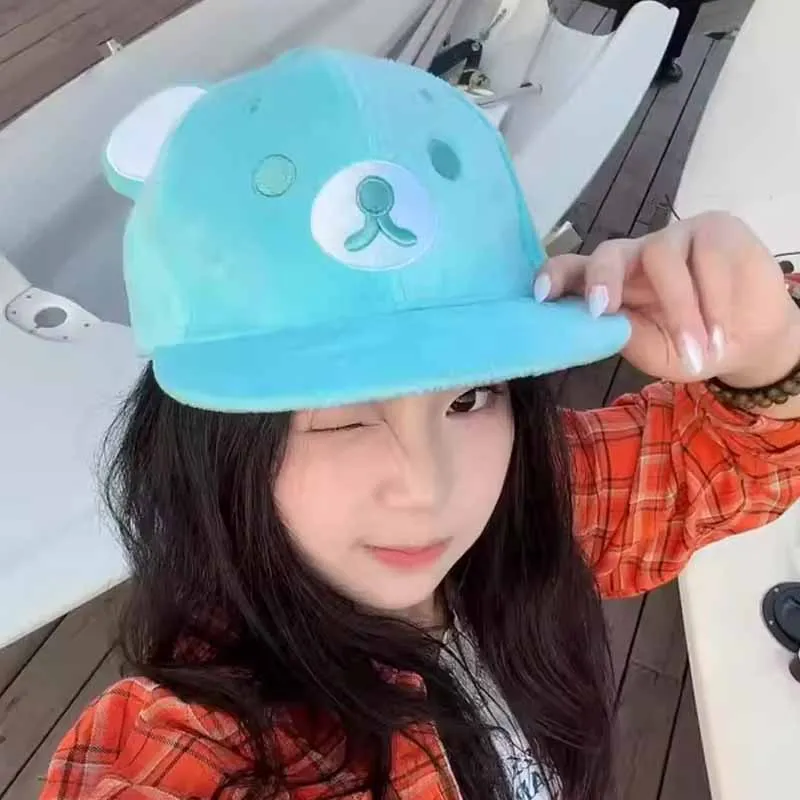 Rilakkuma lindo dibujos animados Anime periférico nueva menta azul ala plana lengua de pato sombrero moda sombrilla gorra de béisbol regalo