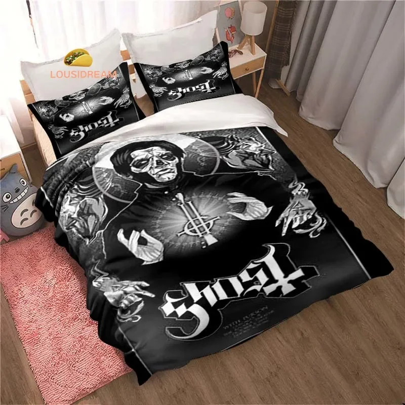 Rock Band Ghost Logo lenzuola copripiumini biancheria da letto lenzuola dormitorio Set biancheria da letto in tre pezzi Set biancheria da letto