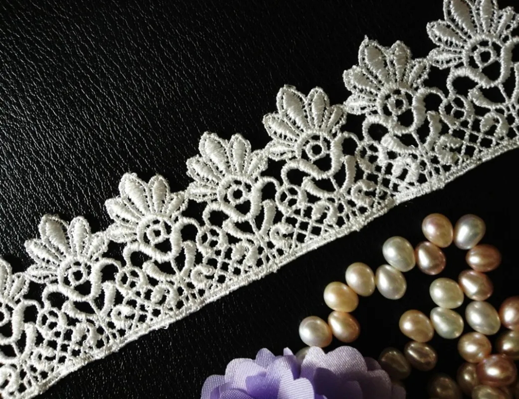 

4cm High Quality Water Soluble flower Embroidered Lace,wedding dress and skirt lace trimming,XERY14226