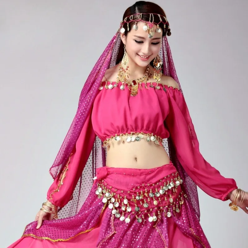 

Индивидуальный топ для танца живота с фонариком и длинными рукавами, костюмы для индийского танца, сценический костюм, бальный костюм Aliexpress, индийская одежда