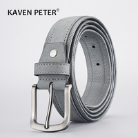 Men Oxford Fabric Suede Leather Belt High Quality Genuine Leather Luxury Pin Buckle For Men 3.5 cm and 3.8 cm Width