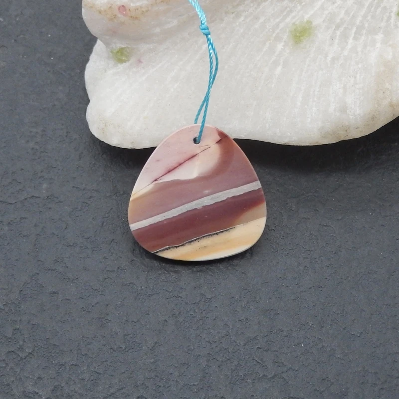 

Natural Stone Mookite Jasper Pendant Bead Semiprecious Jewelry for Pendant Accessory 26x3mm 3.8g