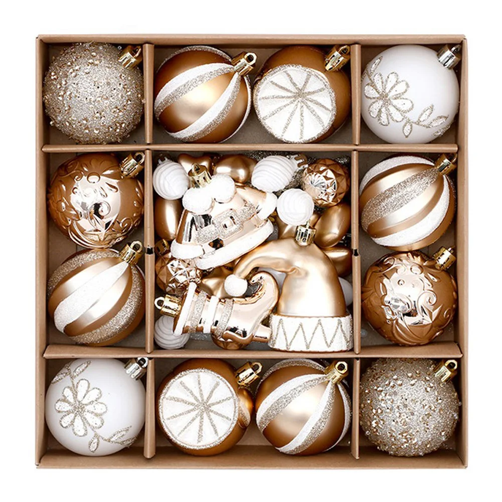 

46 шт. коробка с рождественскими шариками ручной работы-стильные украшения для праздничной елки, рождественские украшения-подарочная коробка, украшение для рождественской елки