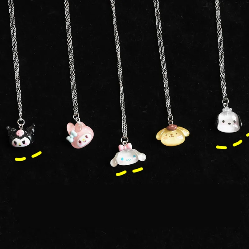 Sanrio Kuromi-collar de estudiante Bijou, cadena de clavícula Kawaii, colgante ajustable, accesorios de My Melody, regalo para niñas