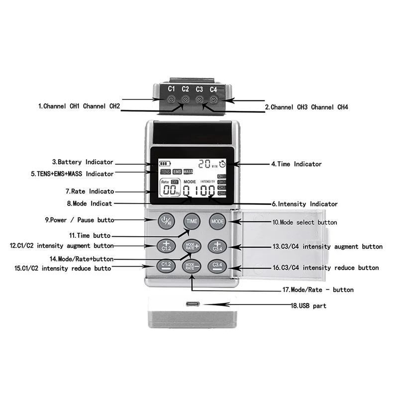ABGP-48 طرق الكهربائية المهنية تحفيز العضلات العلاج الطبيعي مدلك لتخفيف الجسم بالكامل مع وسادة أقطاب كهربائية عشرات