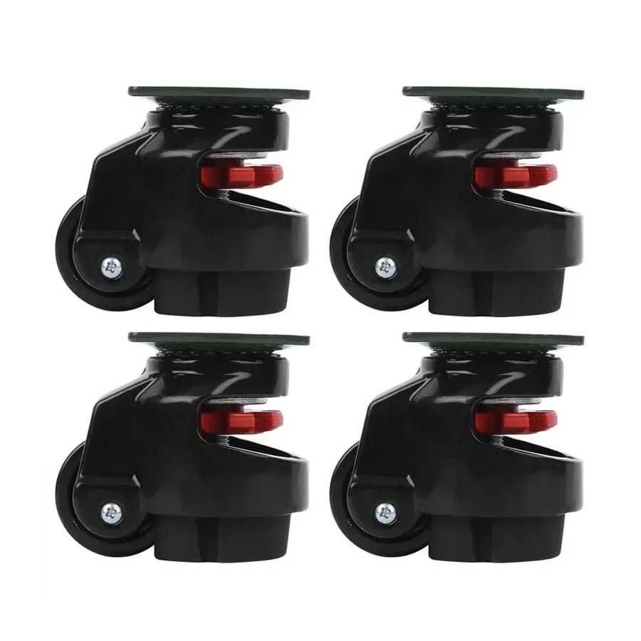 yes4Pcs Heavy Duty Leveling Casters 360 Degree Swivel Retractable Caster Wheel with Rubber Foot for Furniture Equipment Workbenc