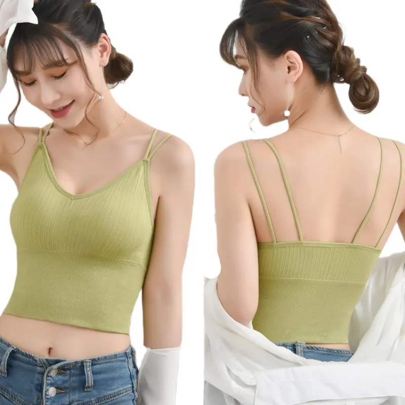 Women Crop Top Tank Top Female Top Seamless Underwear Camis Comfort Wireless Bras Top Removable Pads Female Camisole