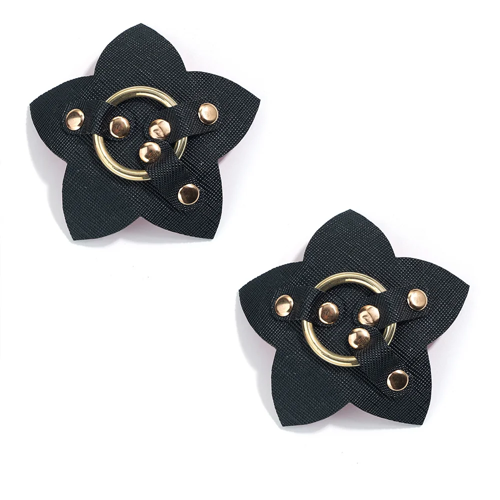 

Sexy 1 Pair Metal Ring Nipple Cover Reusable Women Petal Studded Nipple Pasties Stickers Silicone Bra Intimates Accessories Club