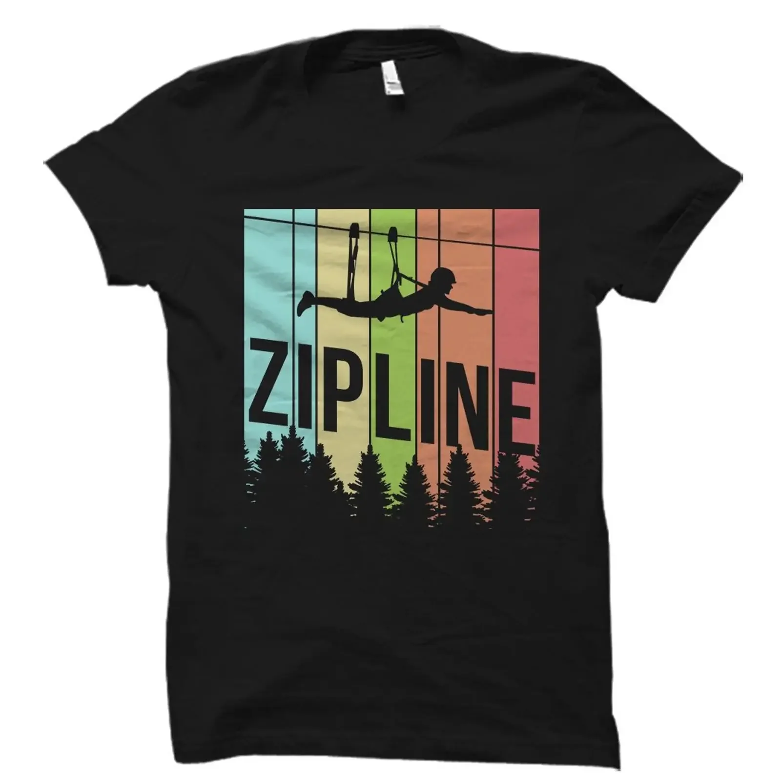 Vintage Retro Zipline T shirt Ziplining Enthusiast Instructor Outdoor Adventure Casual OS1891 vintage Washed streetwear Unisex