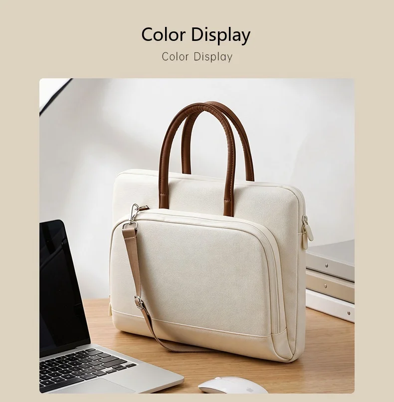 Vielseitige Laptop-Handtasche 14-16 Zoll Oxford-Stoff Aktentasche mit Schultergurt für Reisen – Detail 8