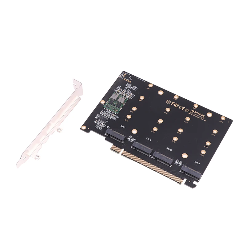 4 Port NVMe to PCIE Adapter Card M.2 NVME to PCIe X16 Adapter 4X32Gbps M Key Hard Drive Converter Reader Expansion Card