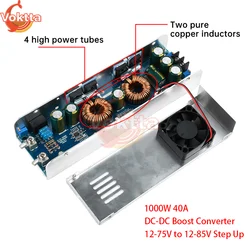 1000W 40A DC-DC Step Up Power Module 12V 24V 36V 48V 60V Constant Current Boost Converter 12-75V to 12-85V Voltage Regulator