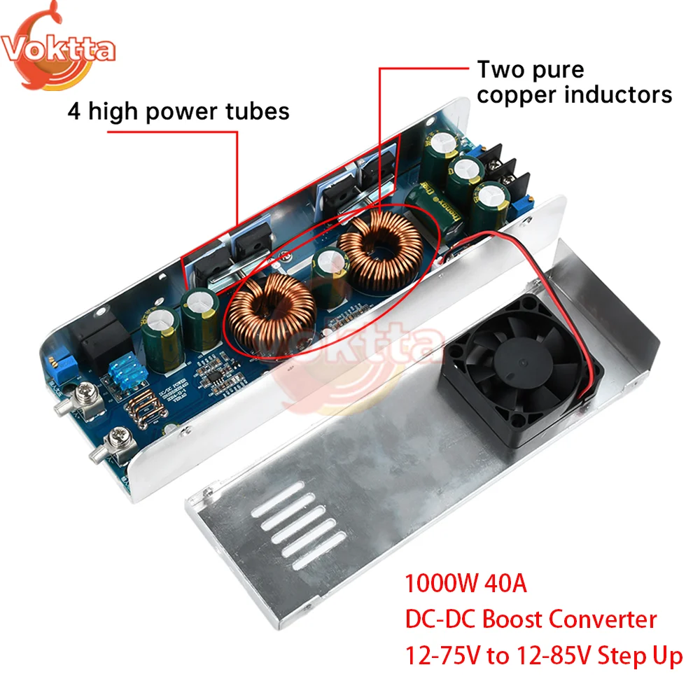 1000W 40A DC-DC Step Up Power Module 12V 24V 36V 48V 60V Constant Current Boost Converter 12-75V to 12-85V Voltage Regulator