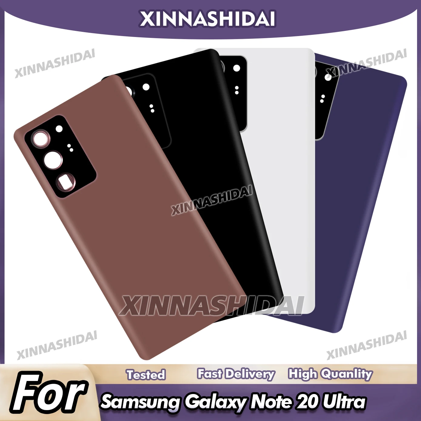 Cubierta trasera de batería para Samsung Note 20 Ultra, cubierta trasera de batería, Panel de vidrio, puerta trasera, funda carcasa de batería, reemplazo adhesivo
