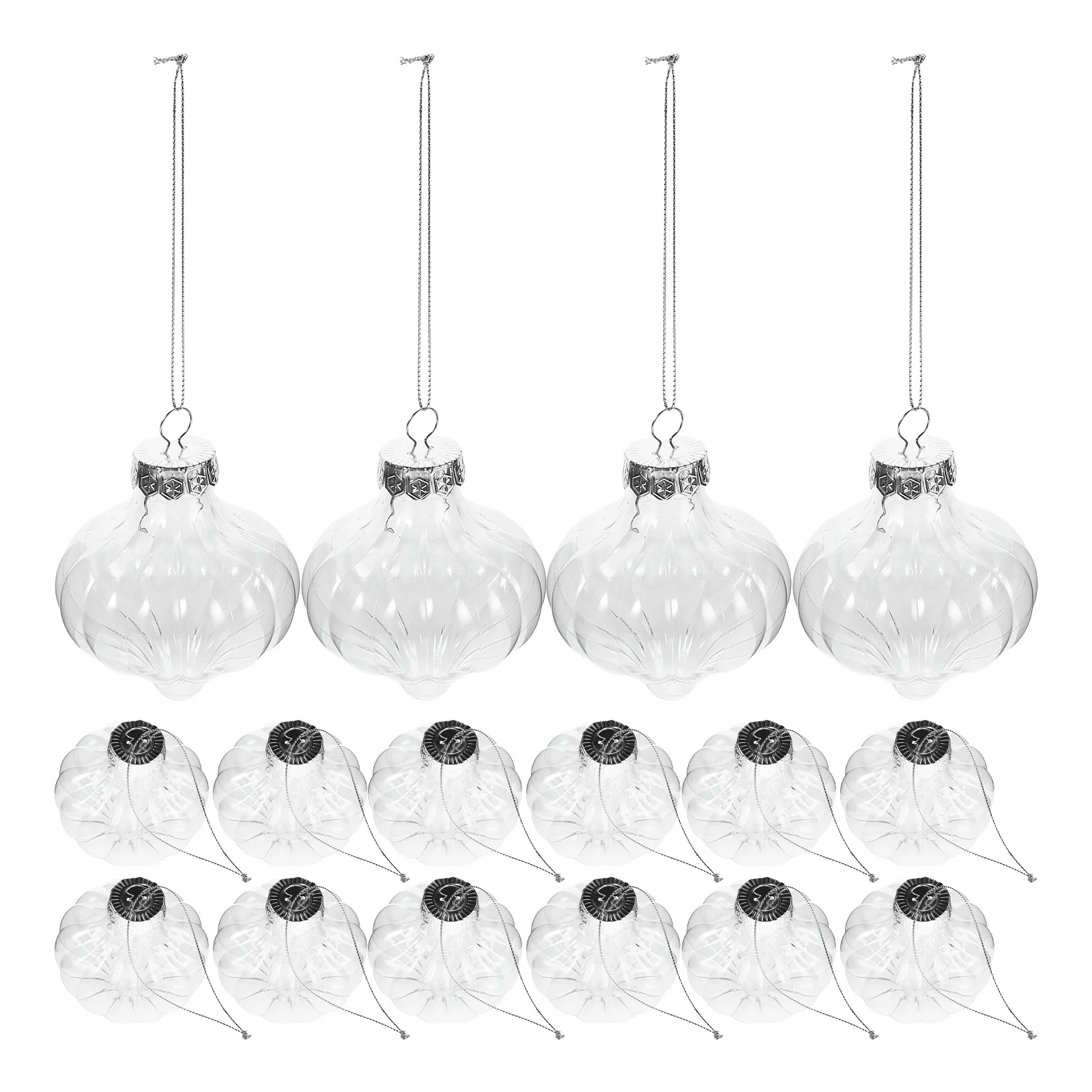 

16Pcs Clear Fillable Pumpkin Hanging Ornament Transparent Shatterproof DIY Christmas Tree Decoration Sphere Baubles