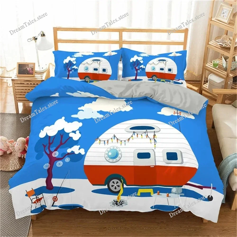 Simple Cartoon Car Bedding Set Excavator Duvet Cover Bedroom Comforter Single Twin King ​Size Quilt Cover Luxury Gift