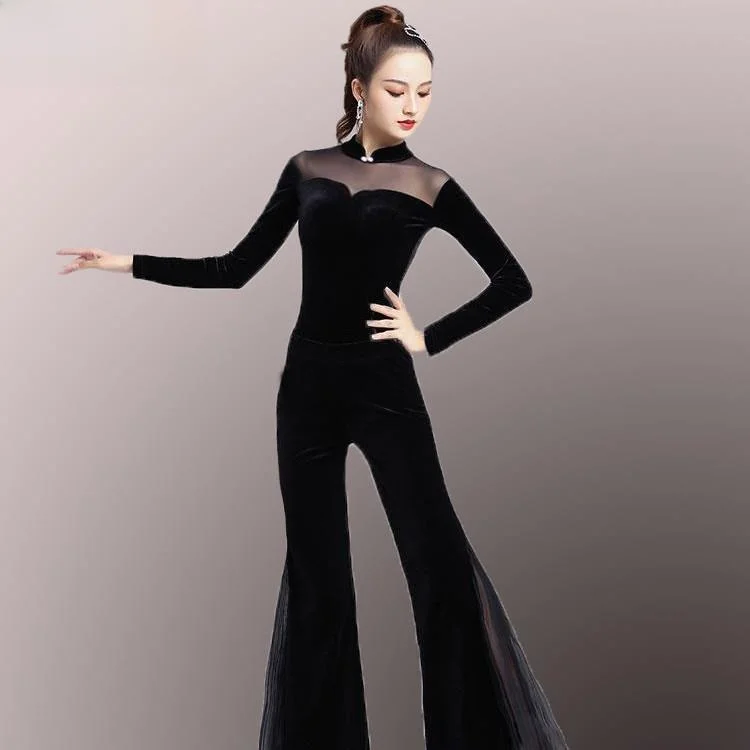 

Ele Mentor Velvet Form Fit Dance Costume Set Training Ceremony Model ow off Stage Traditional Ethnic Women's Wear