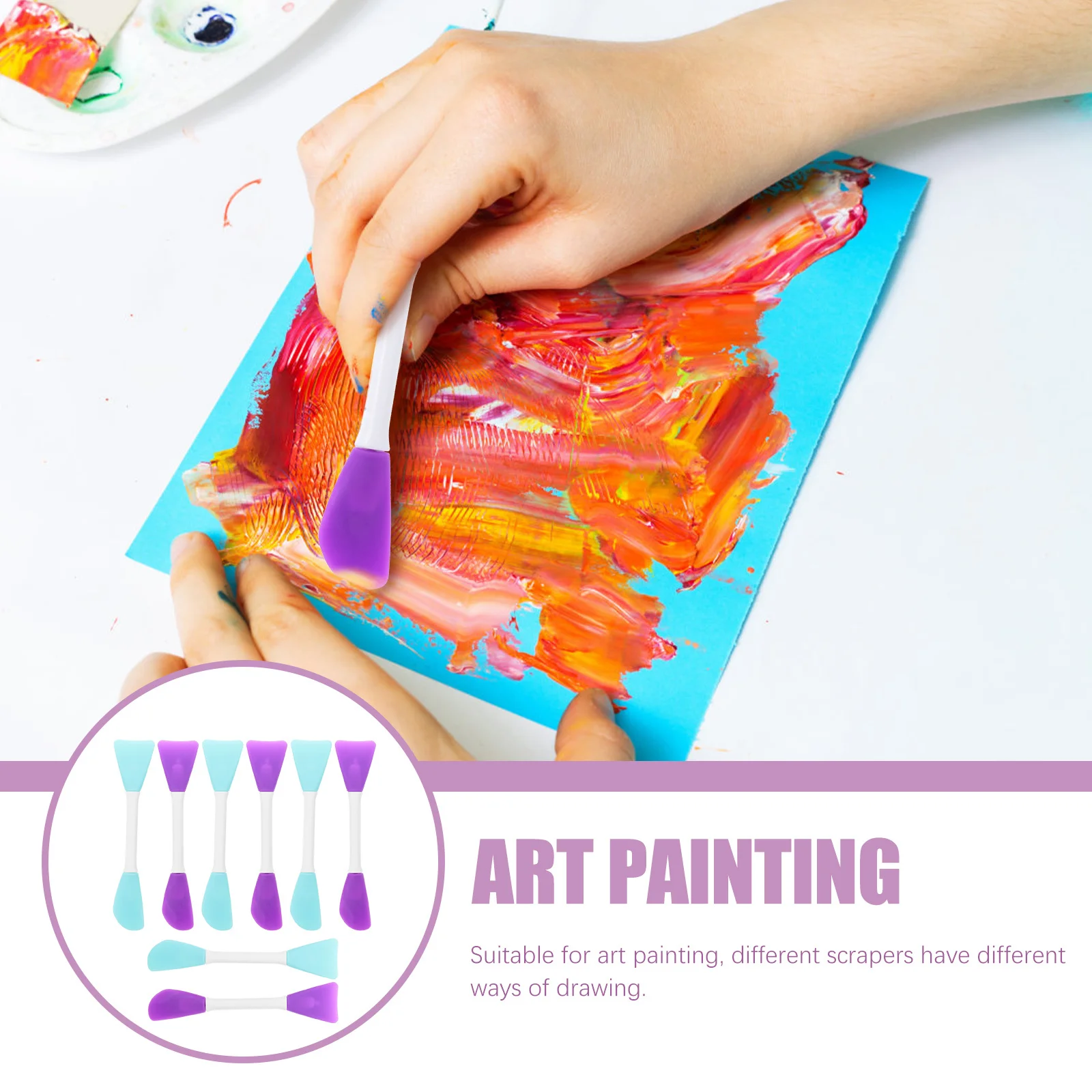 

8pcs Oil Painting Mixing Scrapers Double-Ended Painting Tools Smooth Handle For Art Ceramics Fabric Wall Decoration Portable