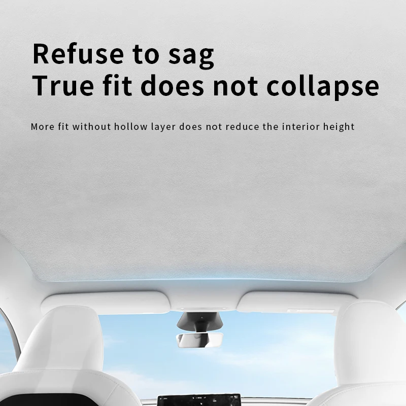 Heat Insulation Retractable Sun Visor - Carbon Flash Suede Sunroof Shade for Tesla Model Y (2021-2023)