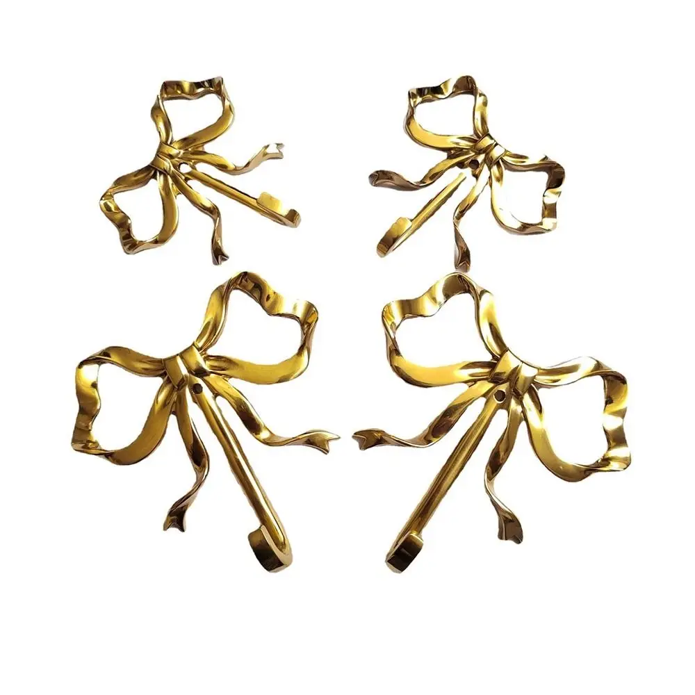 Retro Brass Bow Shape Wall Hook Decorative Functional Bow-Knot Hook Gold Wall Hangings Wardrobe Hanger Home