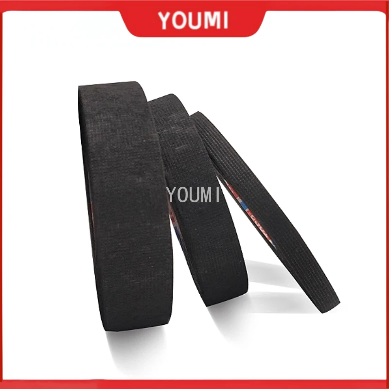 15m 32mm 25mm 19mm 9mm Black Velvet Wiring Bundle Flame Loom Harness Retardant Electrical Tape Adhesive Cloth Fabric Wiring