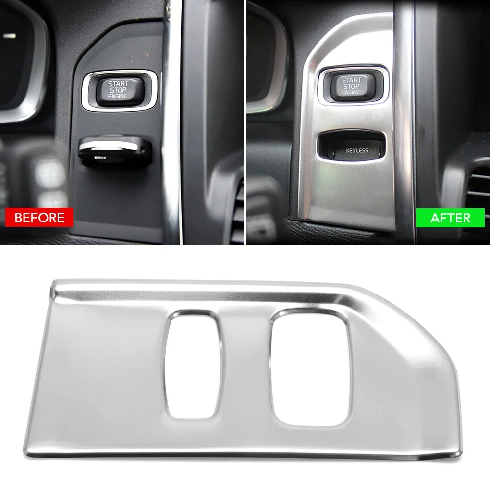 Stainless Steel Car Accessories Ignition Device Key Hole Frame Cover Trim For Volvo XC60 2012 2013 2014 2015 2016 2017 LHD