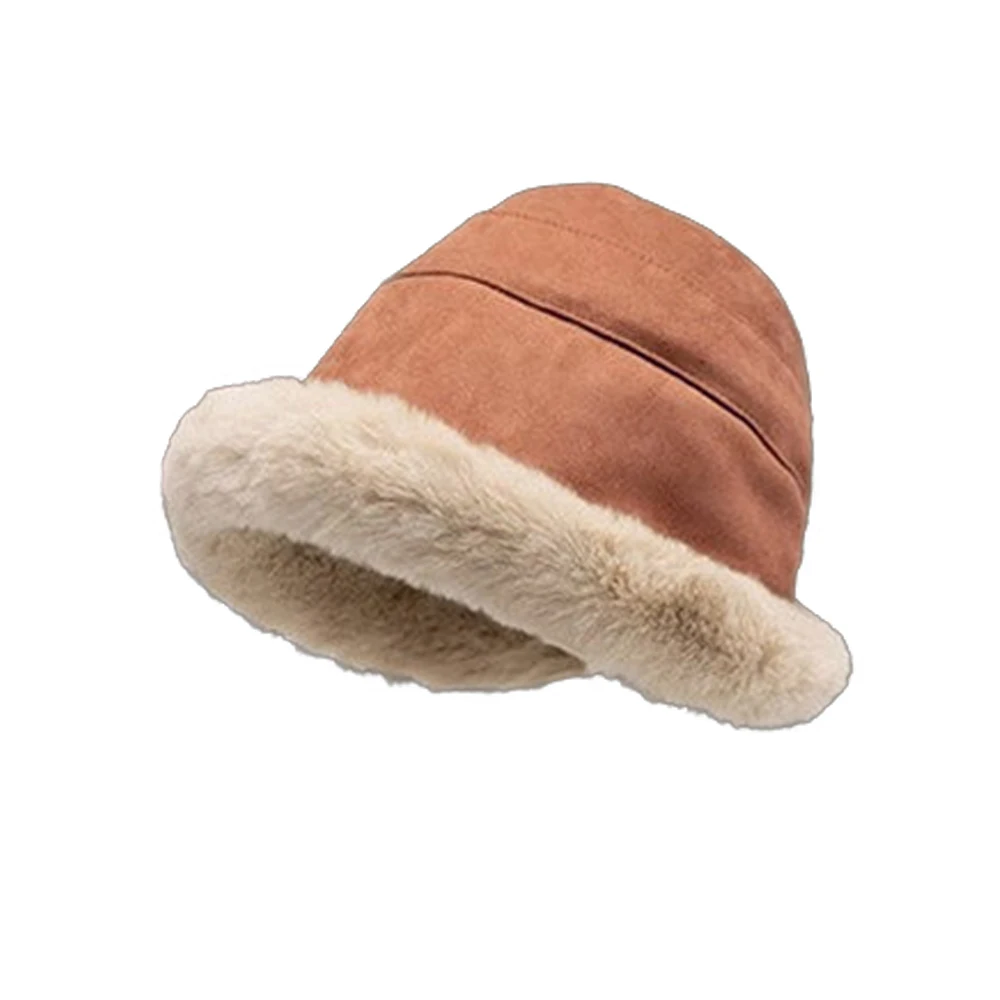 New Winter Bucket Hat Soft Thickened Plush Hats Women Outdoor Windproof Caps Warm Beanies Ladies Fisherman Hat Panama Hat