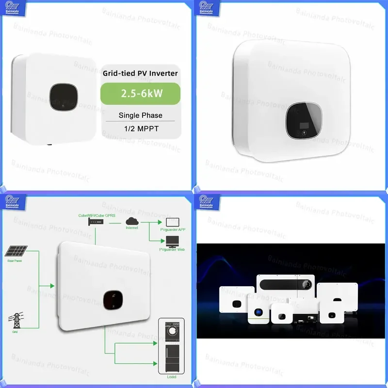 Grid Tied Solar Inverter Single Phase 230V 2500W 3000W 4000W 5000W 6000W MPPT PV Power Converter On Grid System Home Energy