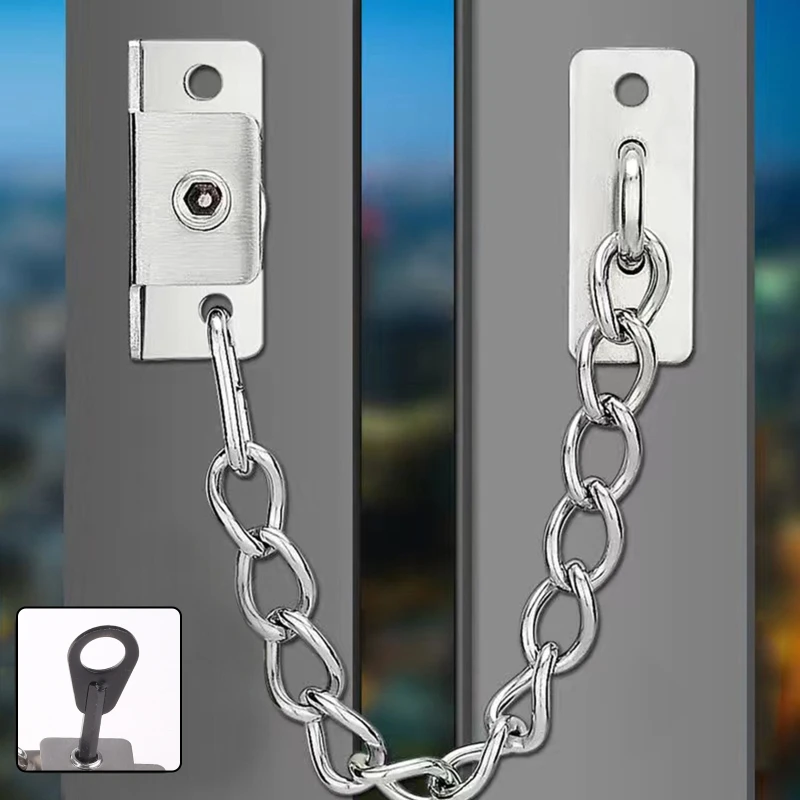 Stainless Steel Window Chain Lock Sliding Limiter Lock Stop Door Restrictor