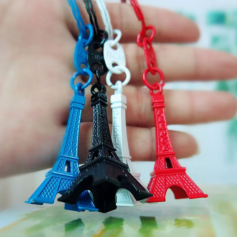 100pcs 10 Colors Paris Retro Mini Eiffel Tower Model Cute Keychain Keyring Keyfob Gift