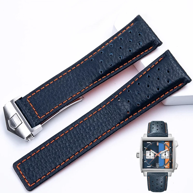 Men Genuine Leather Watch with Accessories For Tag Heuer Monaco Watchband CAW211M 211P CAW211R 211T Strap 22mm Breathable Soft