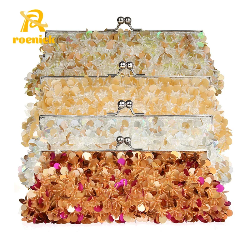 

ROENICK Women's Colorful Sequins Evening Clutch Female Beaded Banquet Cocktail Handbags and Purses Party Club Phone Mini Totes