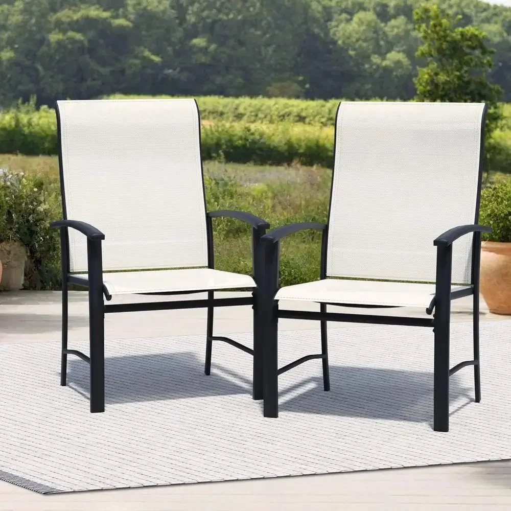 

2-Piece Outdoor Dining Chair Set: Metal Frame with Textilene Fabric, Ideal for Patio and Garden Deck