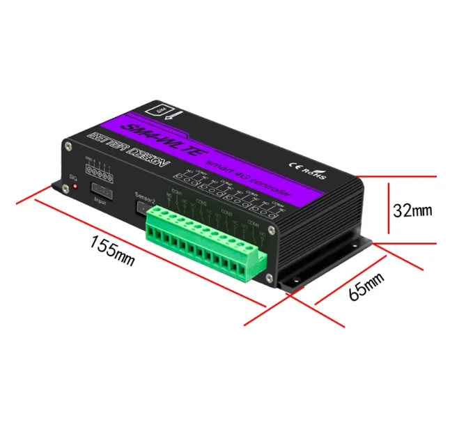 4G GSM Remote Relay Controller SM4-WLTE, Wireless SMS Control Switch for Garage Door Pump Light