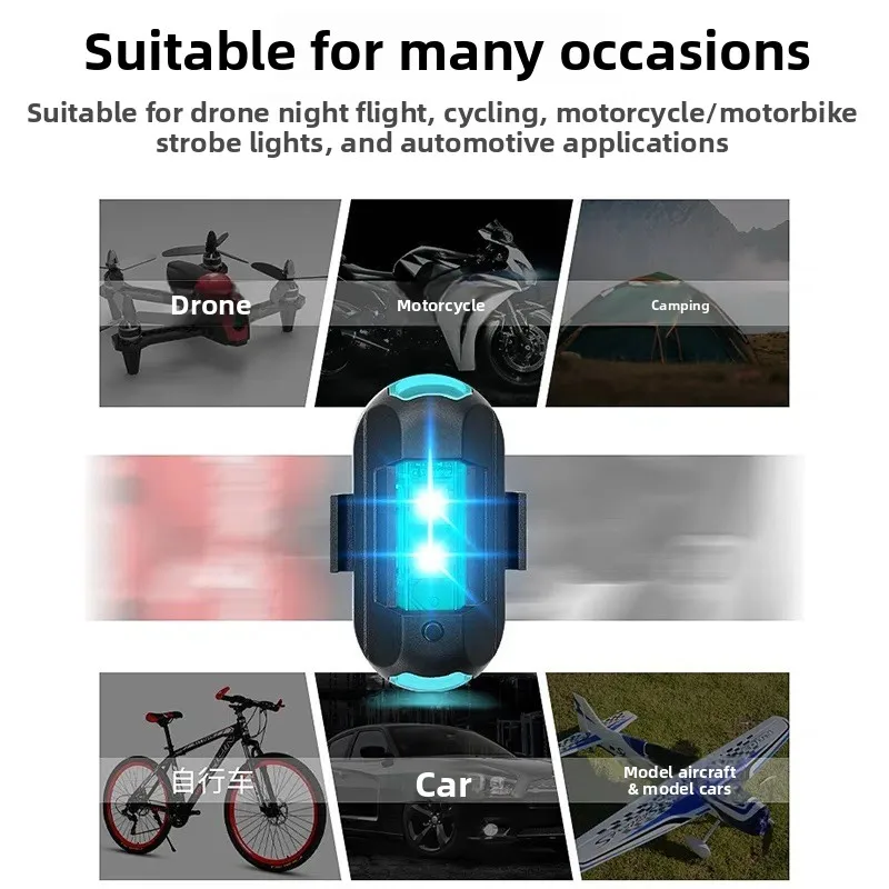 LED Rechargeable Strobe Lights: For Motorcycles, Bicycles, Drones & Aircrafts, plus Colorful Night-Riding Lights