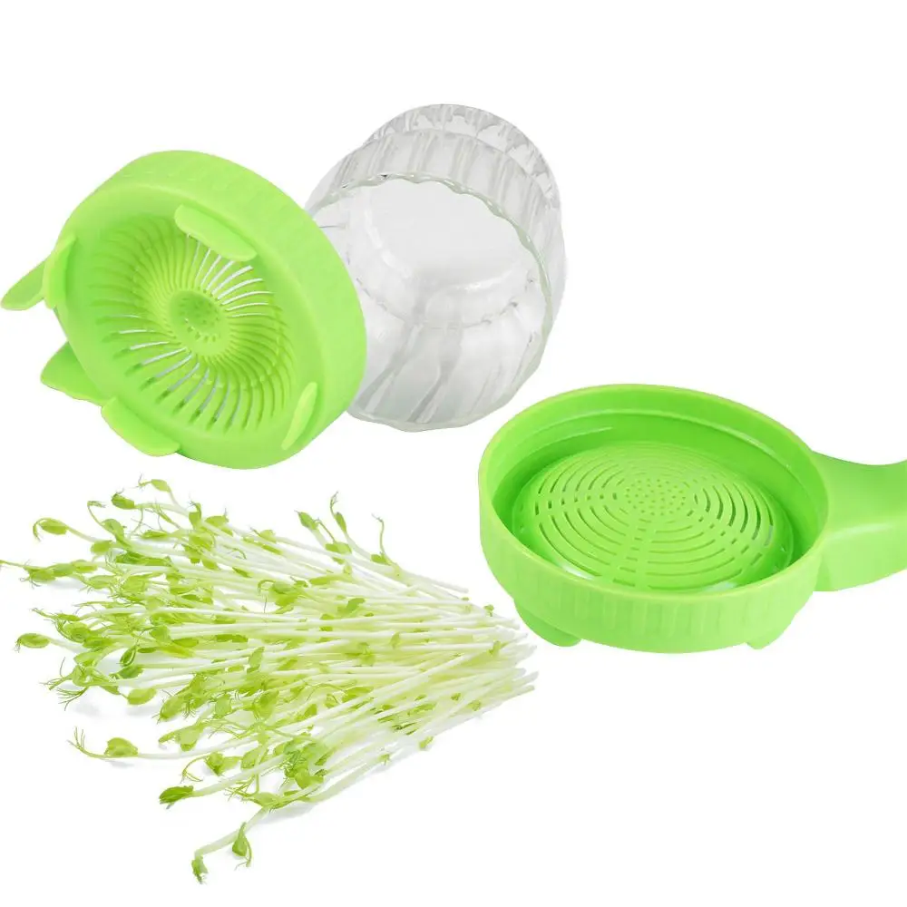 

Germination Plastic Sprouting lids Mesh with handle Strainer Lid Green 86mm Mason Jar Lid For Wide Mouth Mason Jars