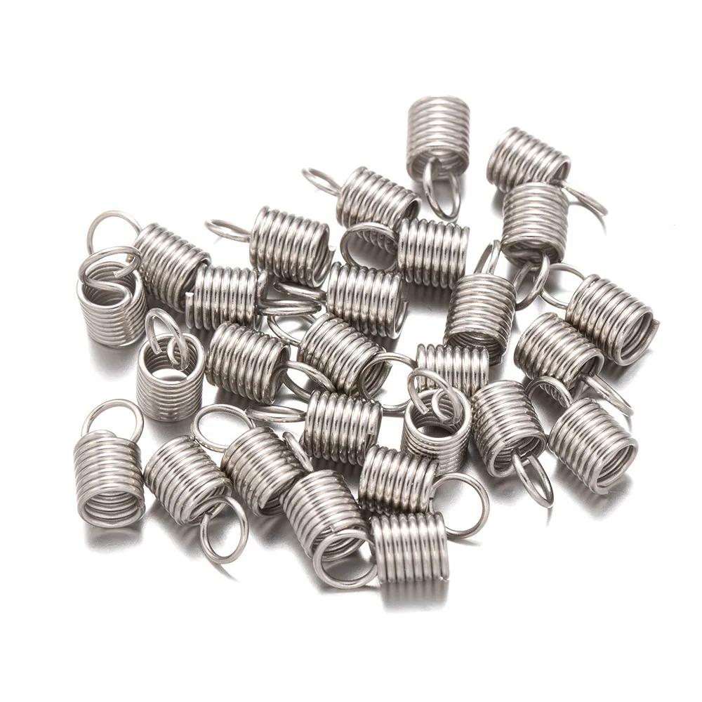 50Pcs Stainless Steel Cord Ends Coil Spring End Fasteners Connector For DIY Necklace Bracelets Clasp Jewelry Making Findings
