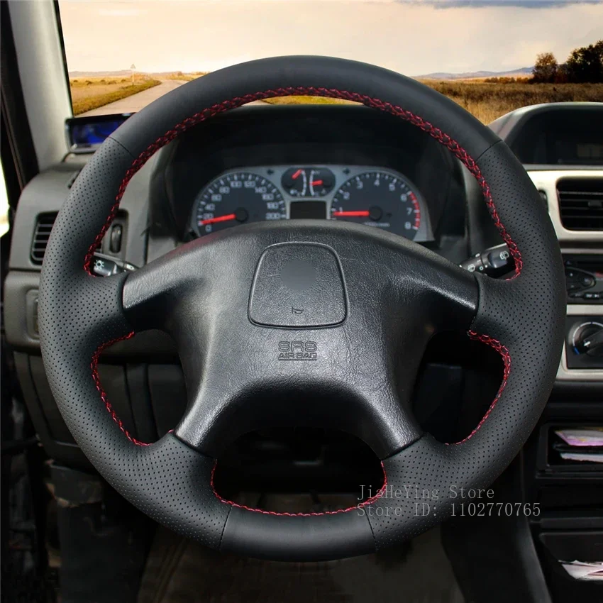 

Чехол на руль из черной кожи ручной работы, нескользящий, прочный, для Mitsubishi Pajero и Mitsubishi Pajero Sport (для интерьера)