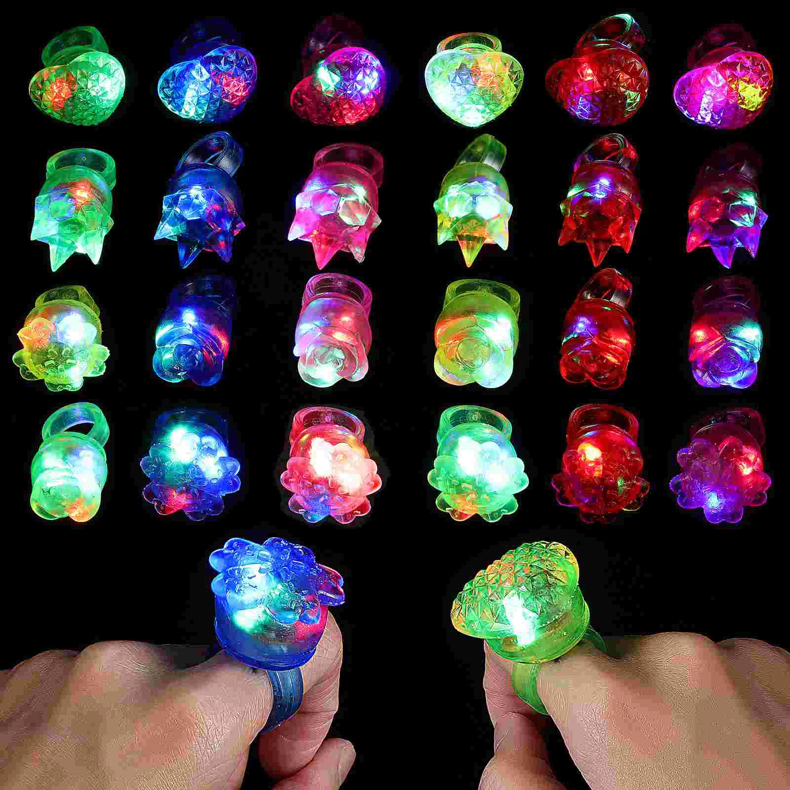 24 Pcs Flashing Ring Child The Gift Light up Rings Party Favor for Kids Jelly